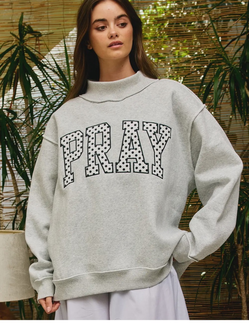 PRAY Mock Neck oversized sweatshirt